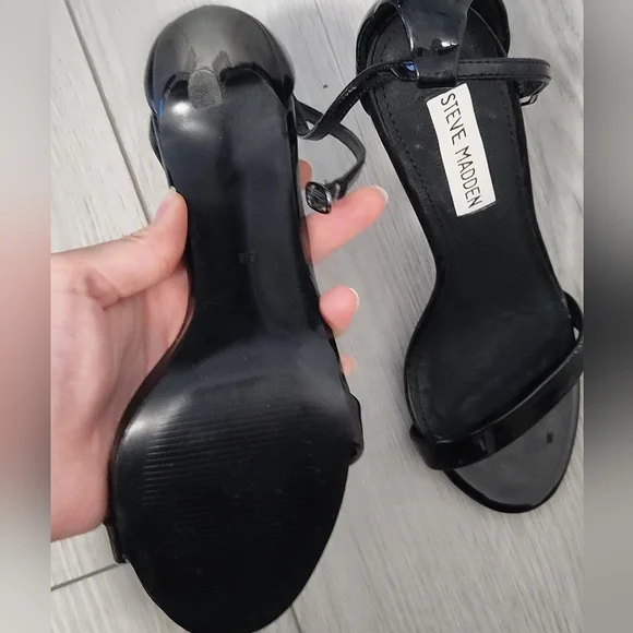Steve Madden Black Ankle Strap Heels - Picture 4 of 5